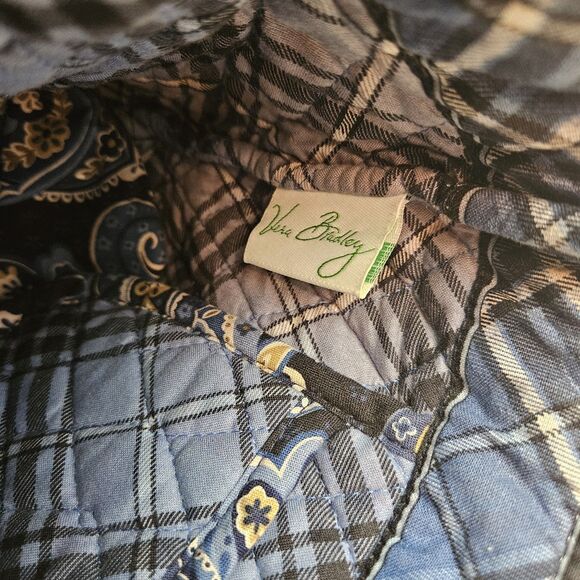 Vera Bradley Handbag Purse Windsor Blue MC Paisley Button Quilted Cotton RETIRED - Picture 3 of 5